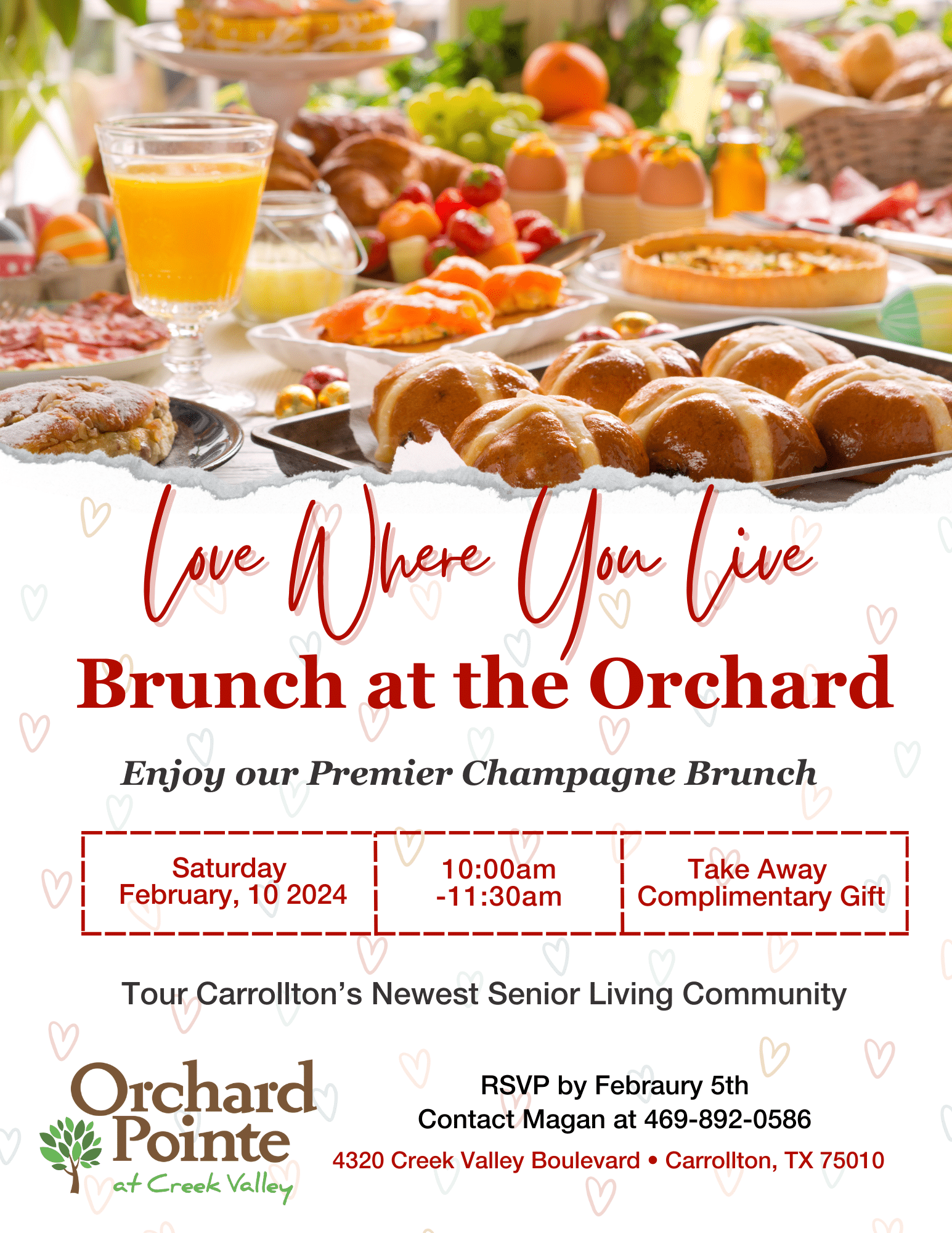 Invitation to enjoy brunch at the Orchard Pointe at Creek Valley