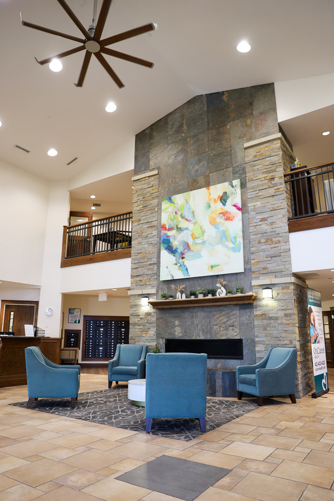 The Heritage at Legacy Large fireplace in lobby
