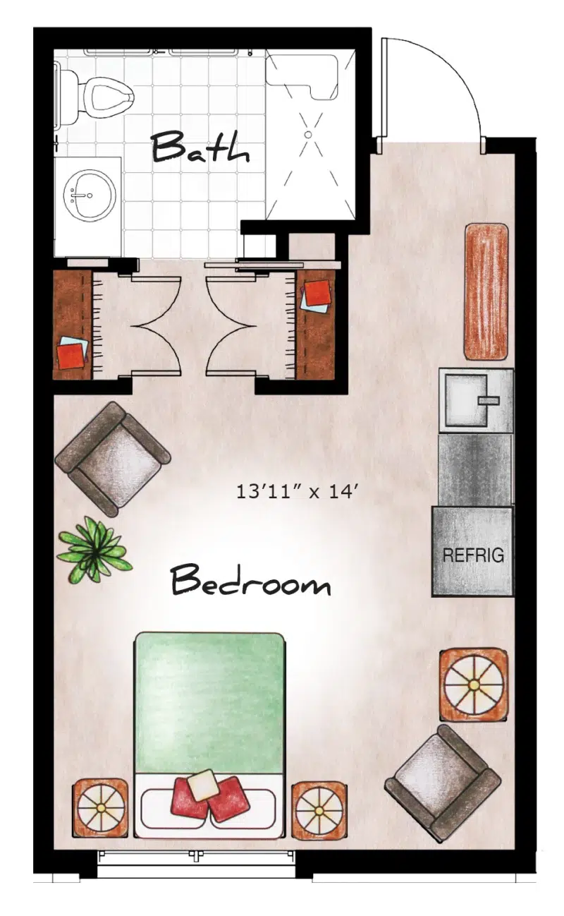 Assited Living Studio 328 sq. ft